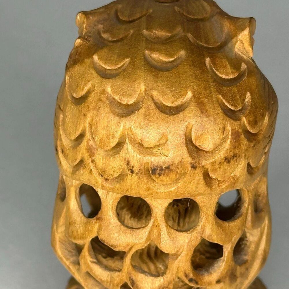 Vintage Hand Carved Wooden Owl With Baby Owl Inside - Picture 6 of 10